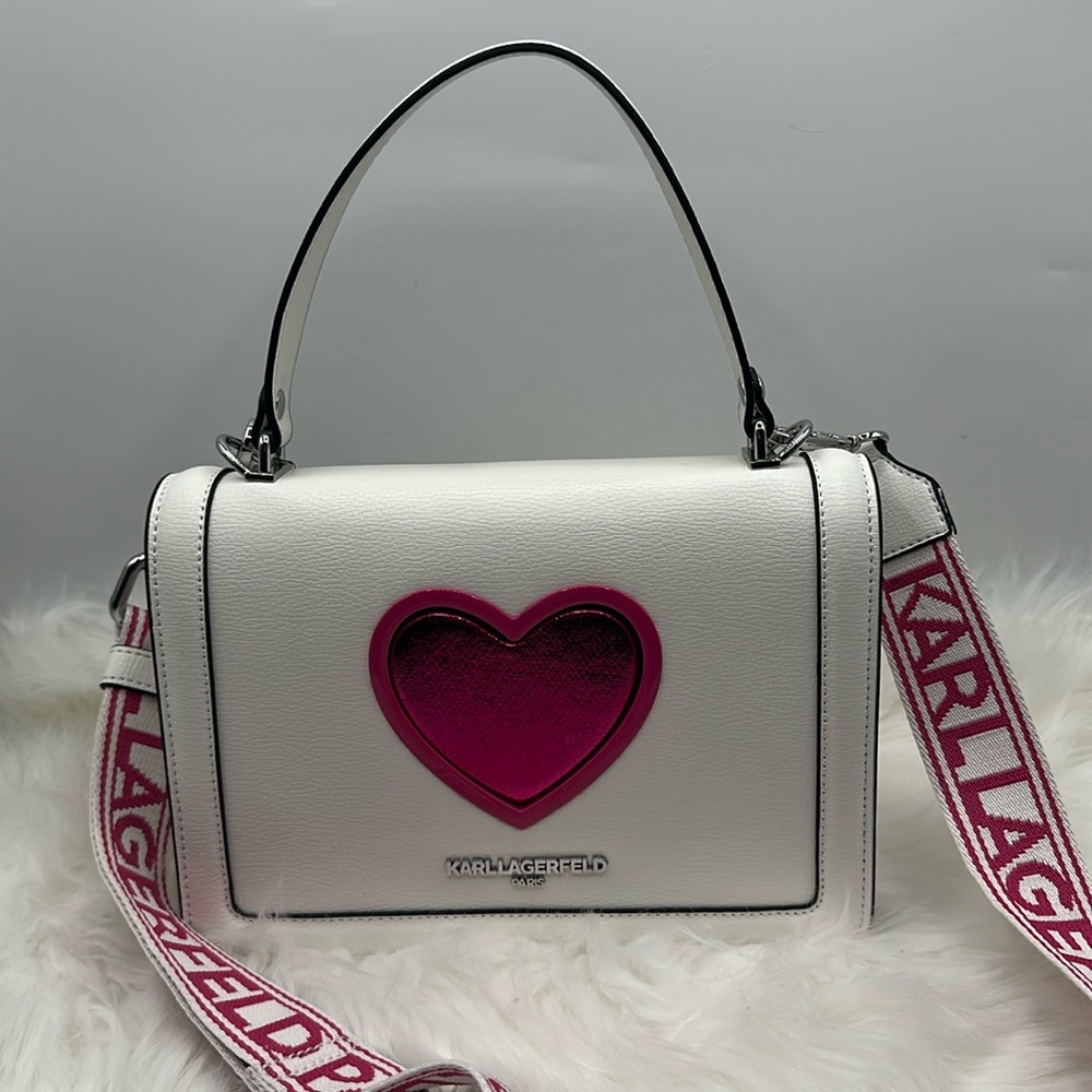 Karl lagerfield white/cactus heart logo bag